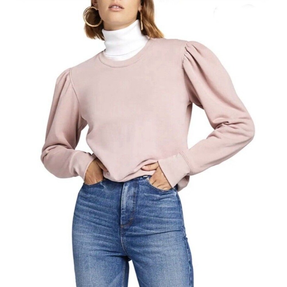 A.L.C. Rayna Puff Sleeve Sweatshirt Size Small Pink Crewneck Preppy Designer